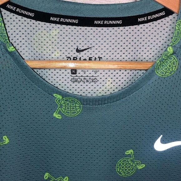 Nike Dri-Fit Wild Run Miler Globey Running shirt | Blue & Volt | Men’s XL - Picture 3 of 4